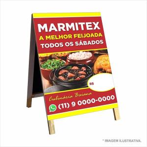 Cavalete de madeira Dupla face estrutura de madeira , incluso 2 lonas personalizadas 80x50 4x0   