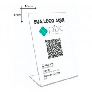 Placa pix com curvatura ps 2 mm adesivado 10x15   corte reto 